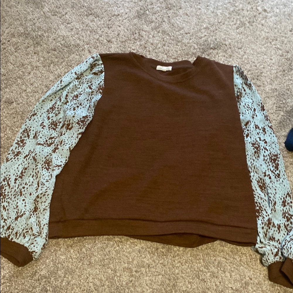 Brown and Blue Women's Top